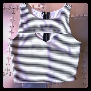 Socialite Black and White Striped Crop Top